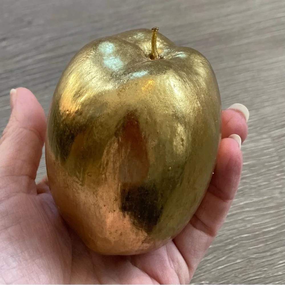 Shiny Gold Lacquer Apple Decor - Picture 2 of 5